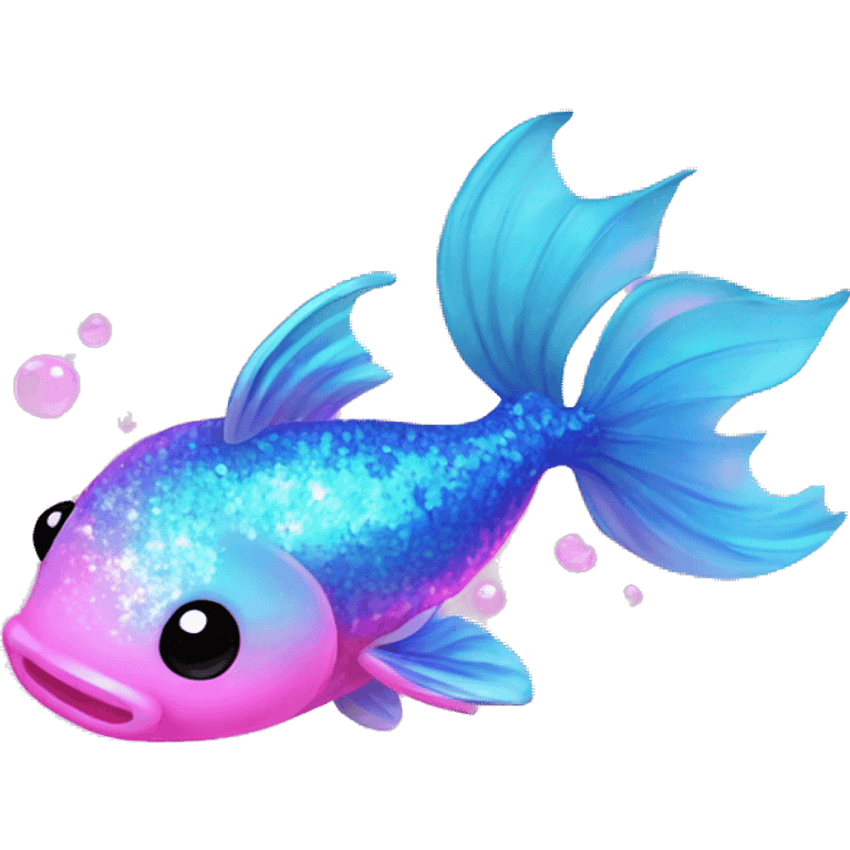 Kawaii neon glitter koi fish emoji    emoji