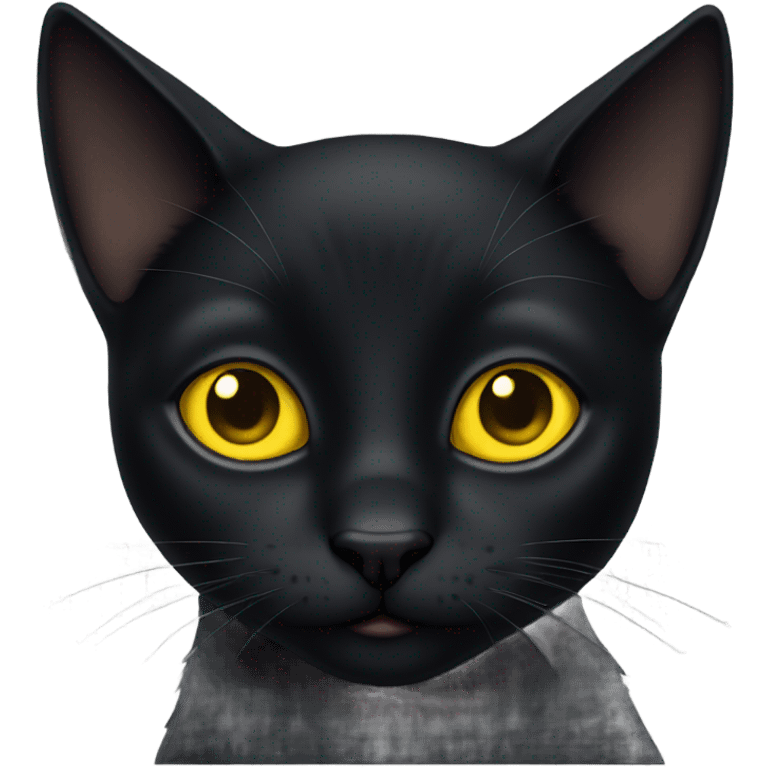 black cat with yellow eyes emoji