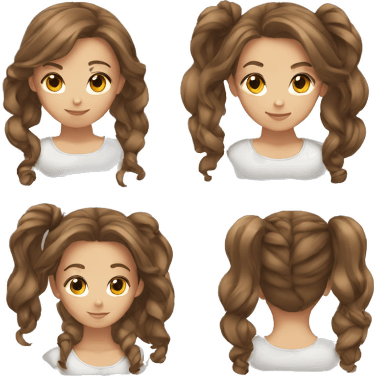 girl with brown hair and tied hair emoji