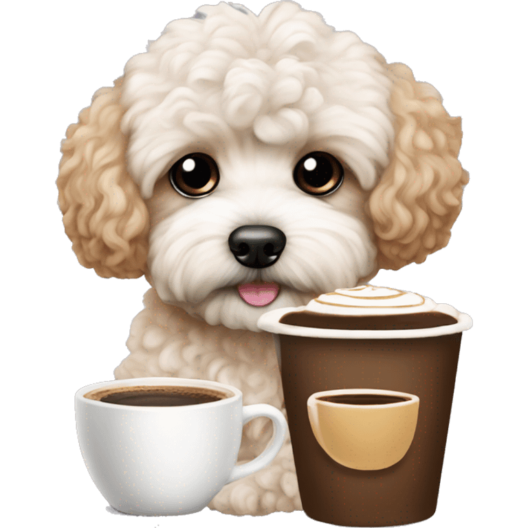 The dog maltipoo with cappuccino  emoji