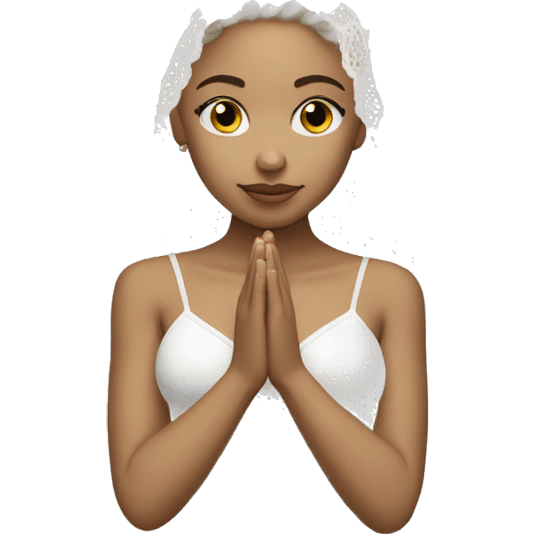 Light skin girl praying with lace white veil  emoji