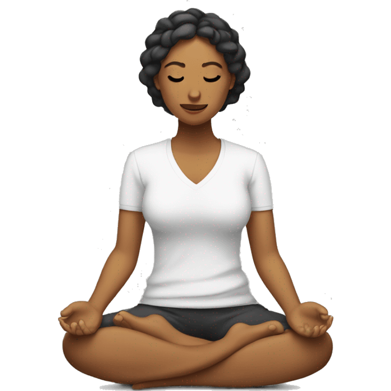 Mujer rizada meditando emoji