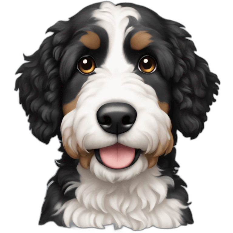 Black and white bernedoodle dog, no brown emoji