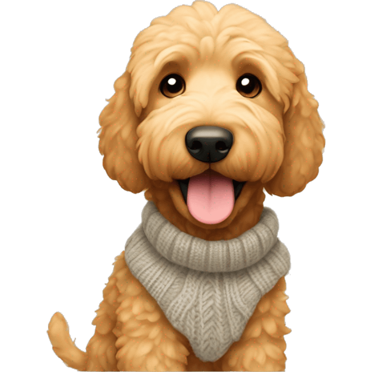 Cute golden doodle with cashmere sweater  emoji