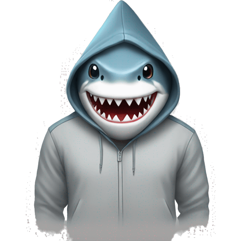 A shark wearing a hoodie emoji