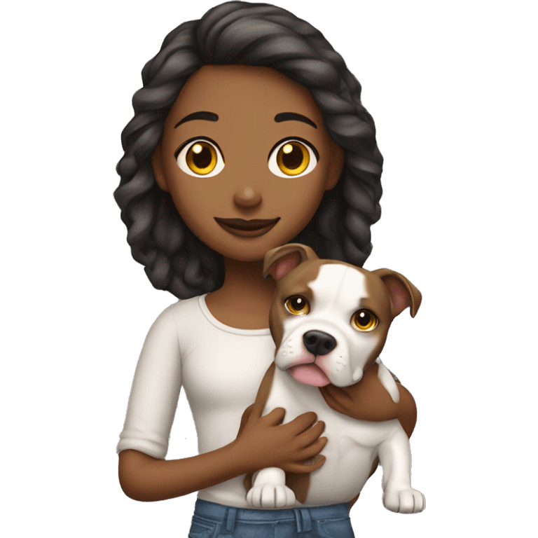 Girl with her pitbull dog emoji