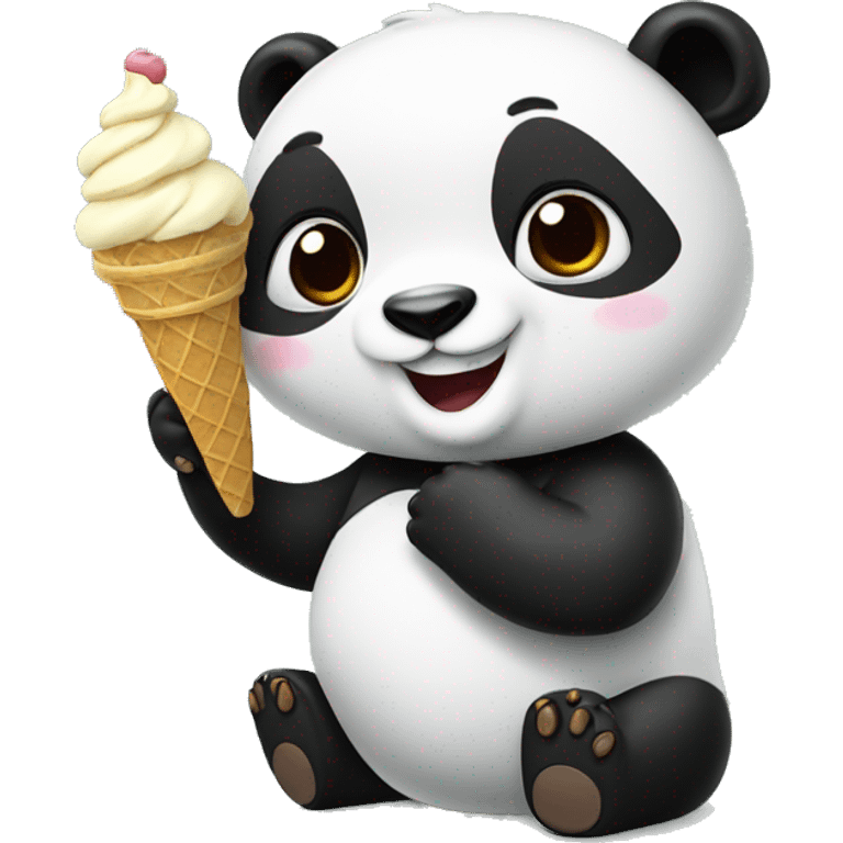 Panda eating ice cream emoji