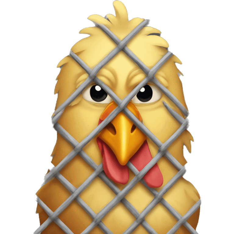 A chicken in jail emoji