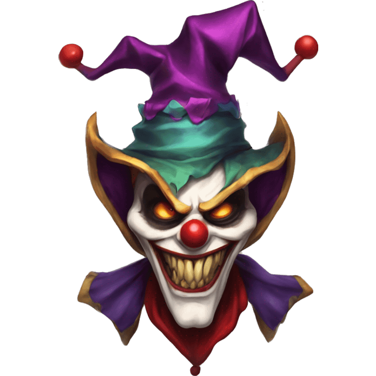 Shaco from league of legends , a jester demon. A face of a clown emoji