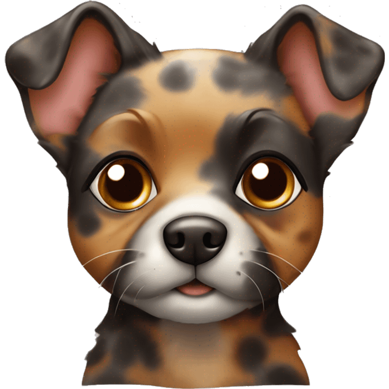 Tortoiseshell сoloured dog. Cute. Brown colour with grey dots emoji