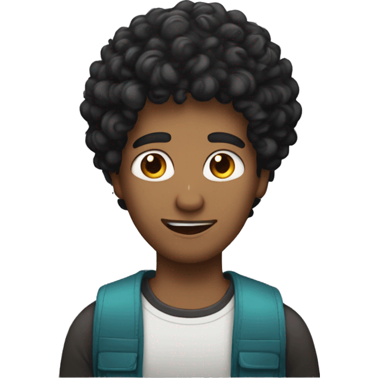 Black curly hair on indian guy emoji