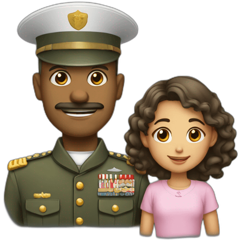 papa militar joven con hija emoji