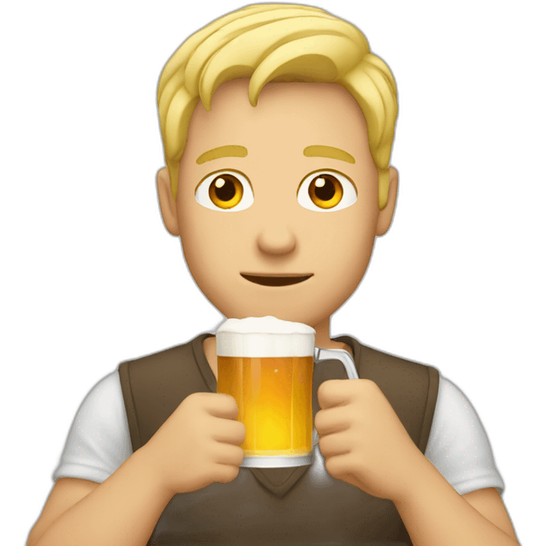 blonde man drinking pint emoji