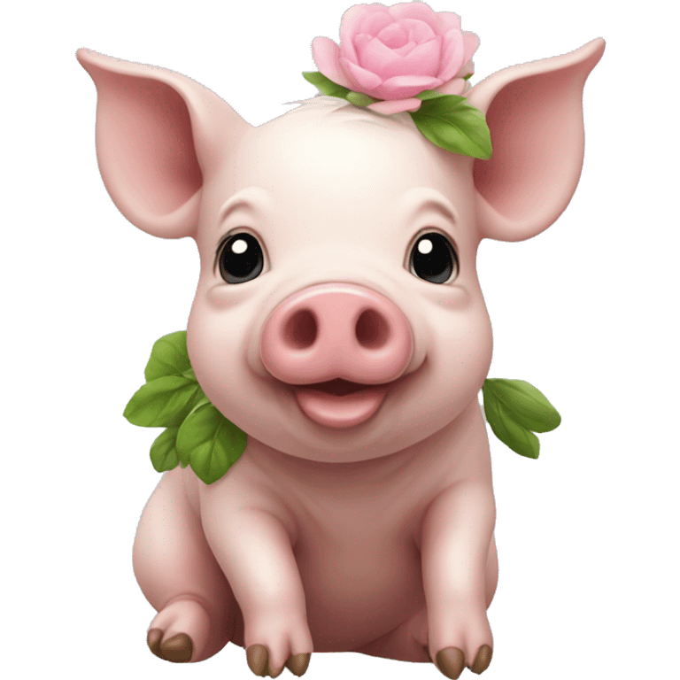 Mini pig with flowers  emoji