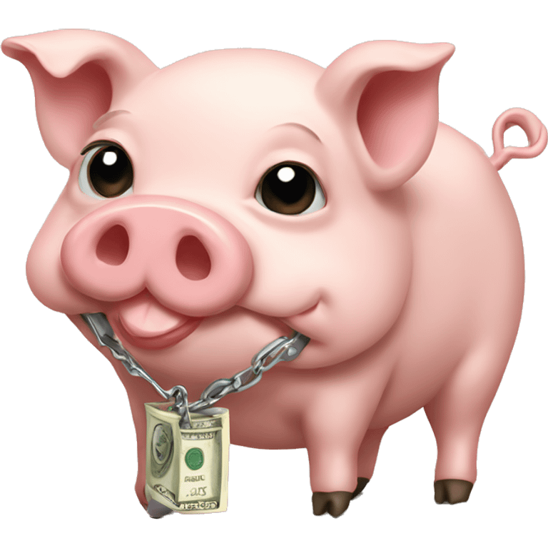 Pig in a leash with money emoji