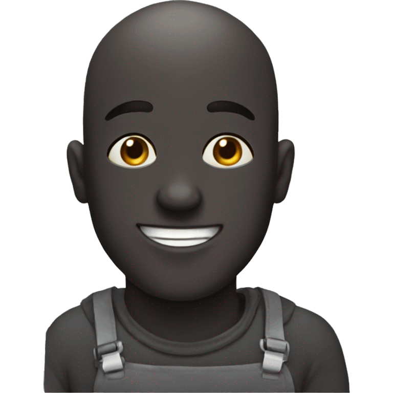 Black bald man happy with black glaces emoji