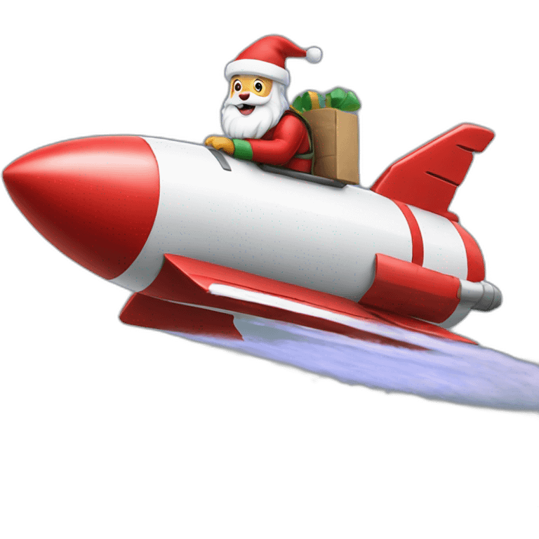 santa claus on the rocket emoji