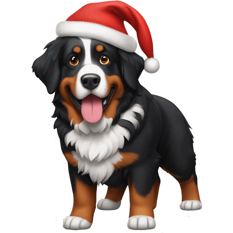 Bernese mountain dog in a Santa hat  emoji