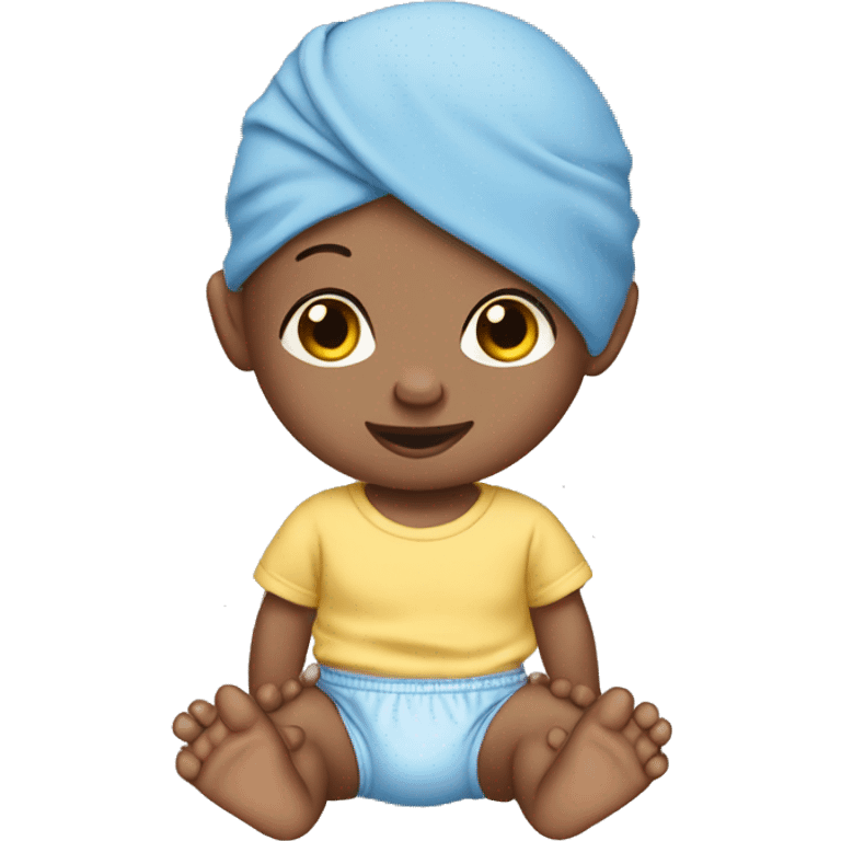 HAIRLESS BABY IN DIAPER WITH BLUE T-SHIRT emoji