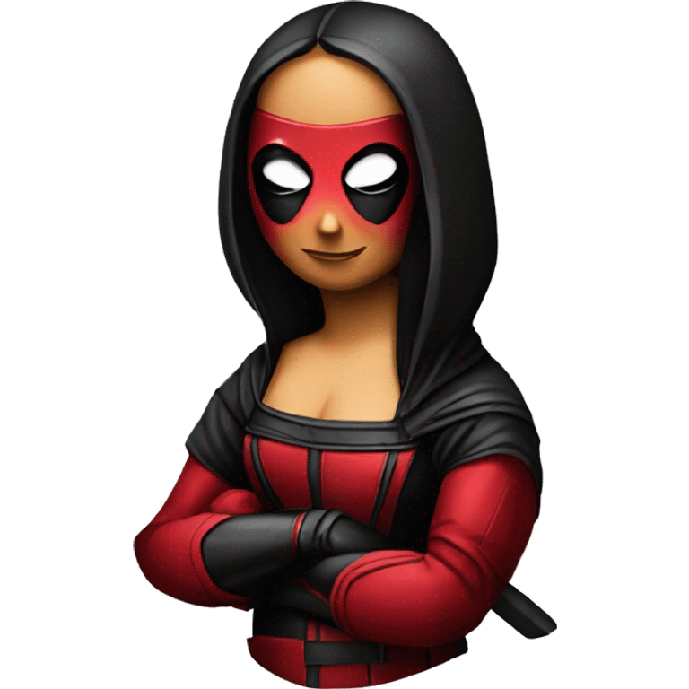 Mona Lisa wearing Deadpool mask emoji