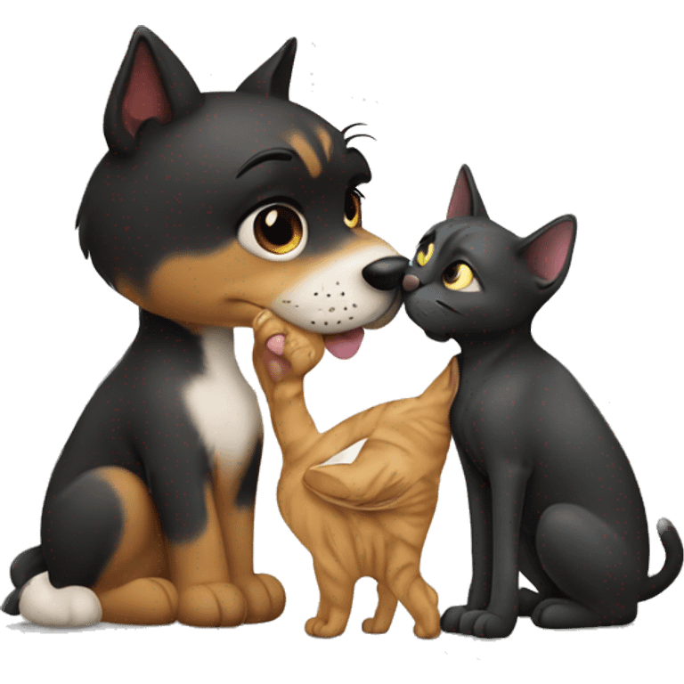 A cat kiss dog emoji