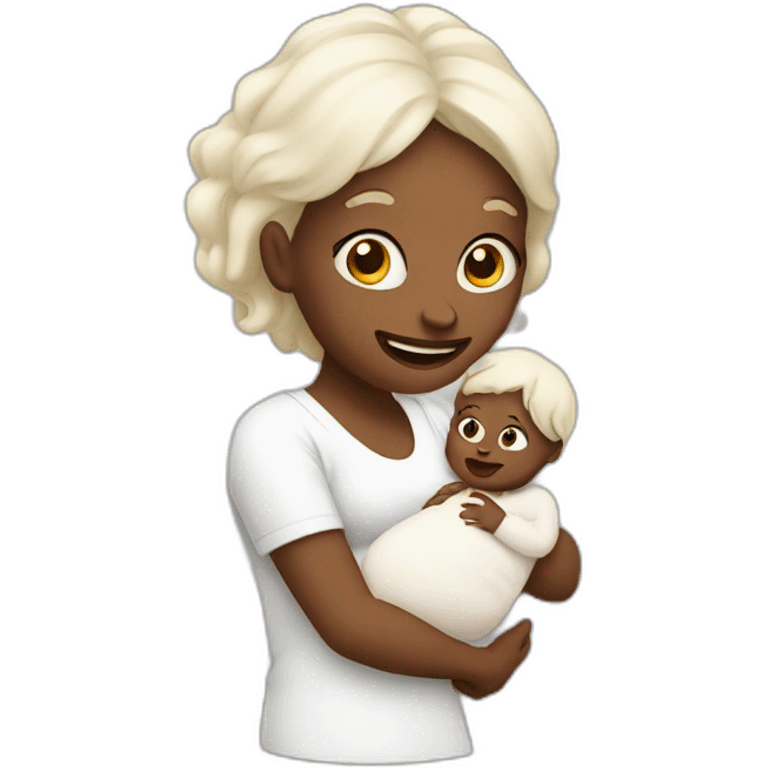 White Crazy mother with one baby emoji