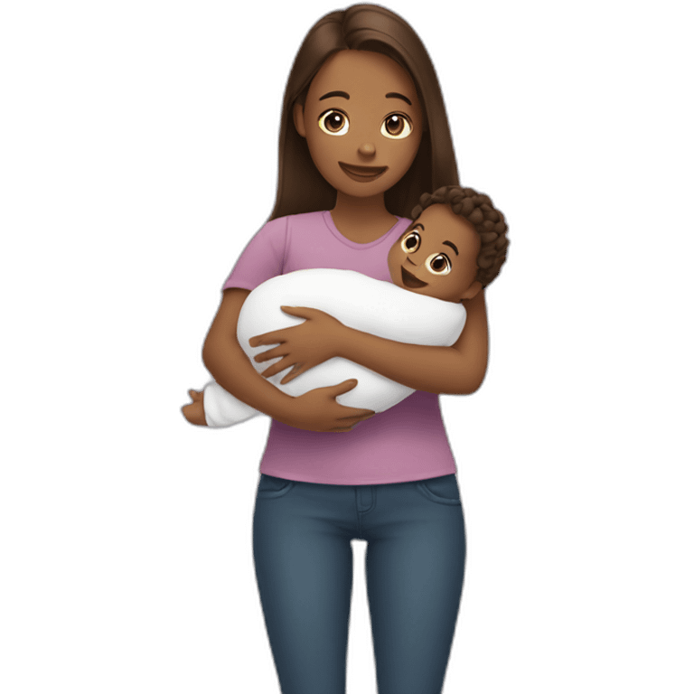 Girl holding baby emoji