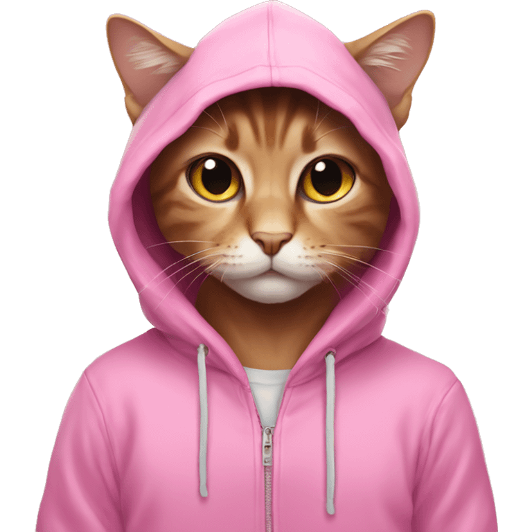 aesthetic cat wearing a pink hoodie emoji