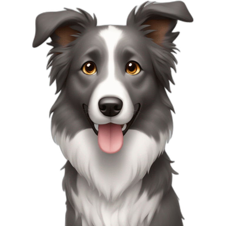 gray colour hair Border collie with Brown eyes emoji