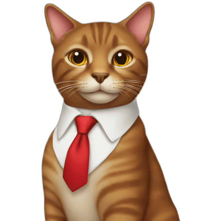 brown cat with red tie emoji