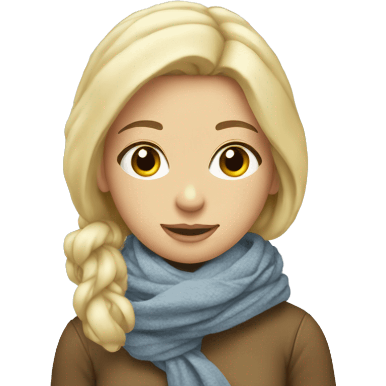 Blonde Girl with scarf; cozy; winter emoji