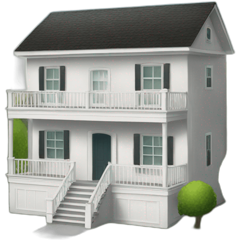 two-story house with white balcony emoji