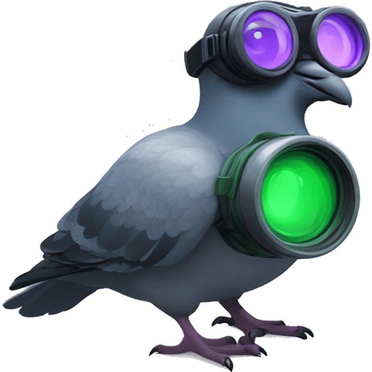 pixar pidgeon wearing night vision goggles, close up, fill image emoji