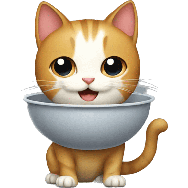 Cat carrying a food bowl emoji