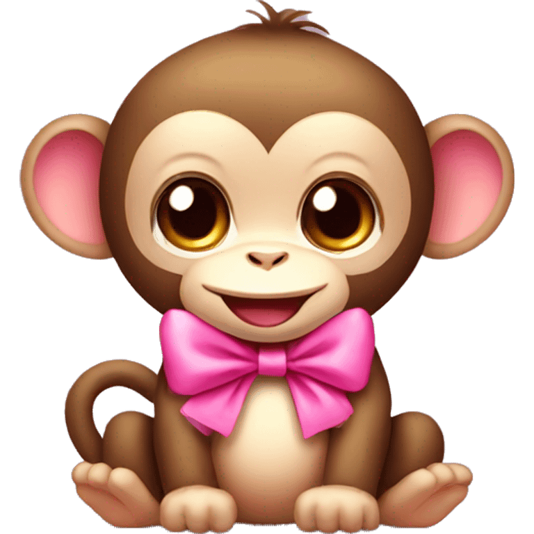 cute monkey with pink bow emoji