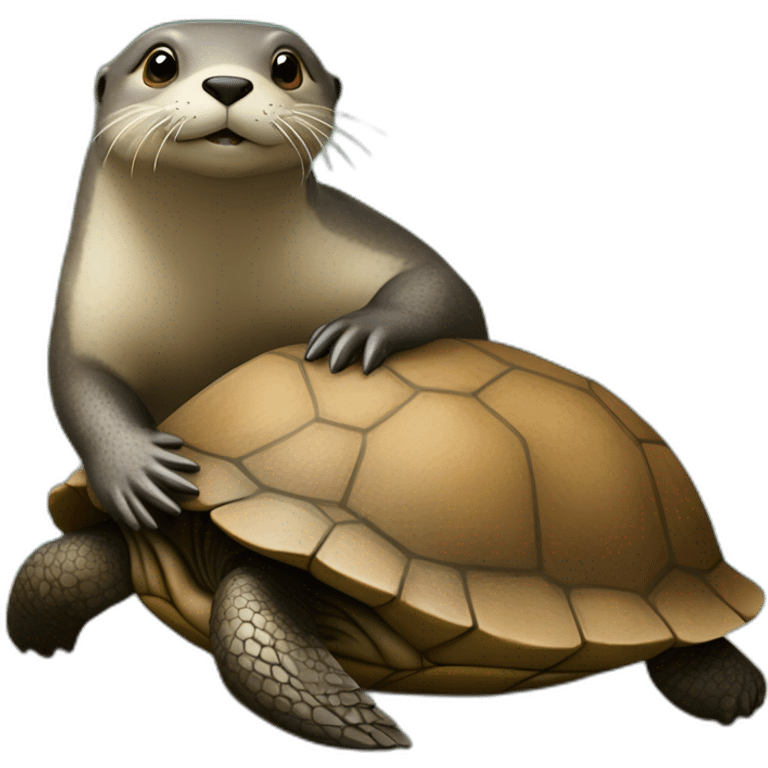 Une loutre sur une tortue emoji