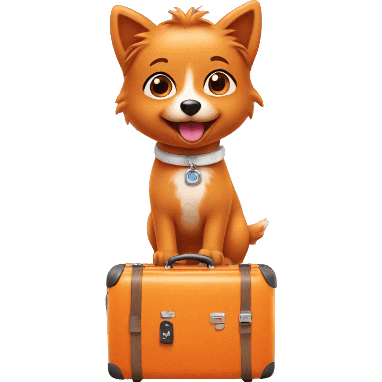 orange spitz girl with suitcase going on a trip emoji