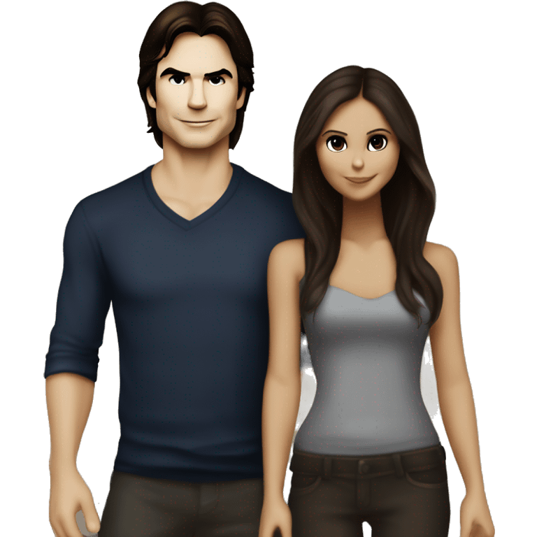 Ian Somerhalder as Damon Salvatore and Nina Dobrev as Elena Gilbert  emoji