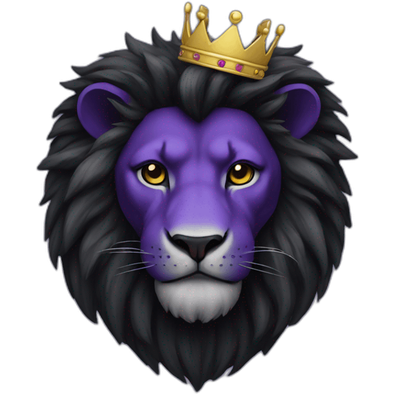 black purple Lion with crown emoji