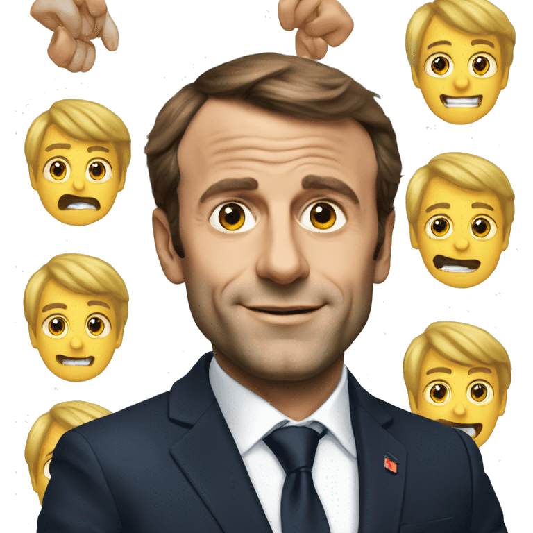 Emanuel macron qui fait du hand emoji