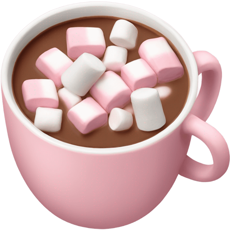 Light Pink mug of hot chocolate with marshmallows  emoji