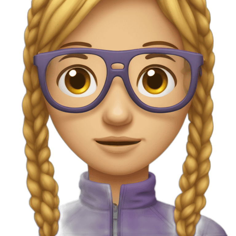 Fille avec des lunettes des cheveux châtains avec une queue de cheval et sweat emoji