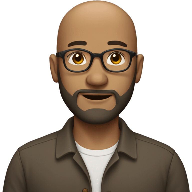 semi-bald, bearded, glassed, brown-eyed man emoji