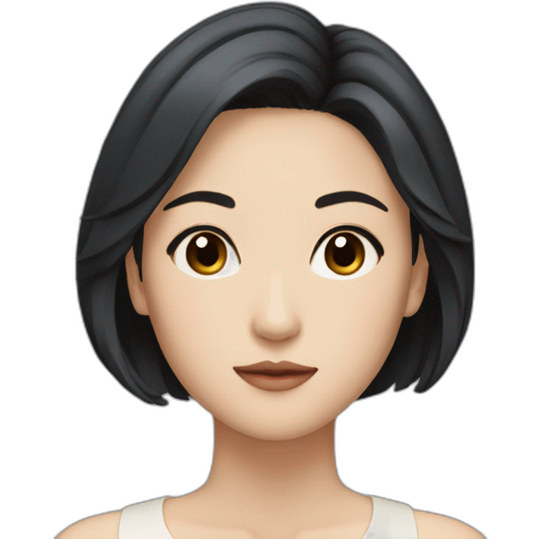 Japanese female with short black hair natural make up emoji