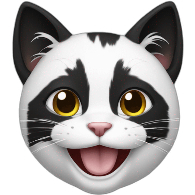 laughing black and white cat emoji