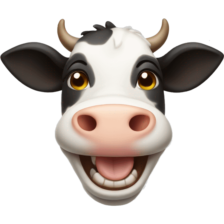 A cow with laughing face emoji