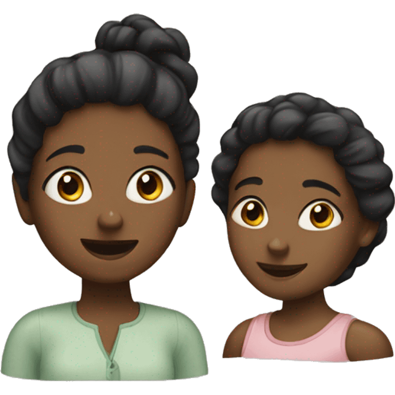 Two black girls talking emoji