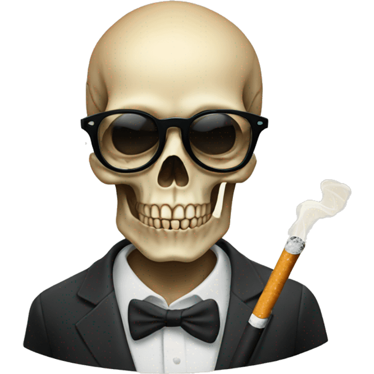 Skull in glasses with a cigarette emoji