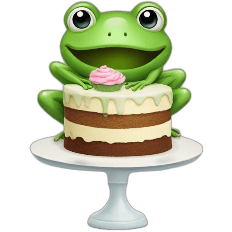 Frog with cake emoji