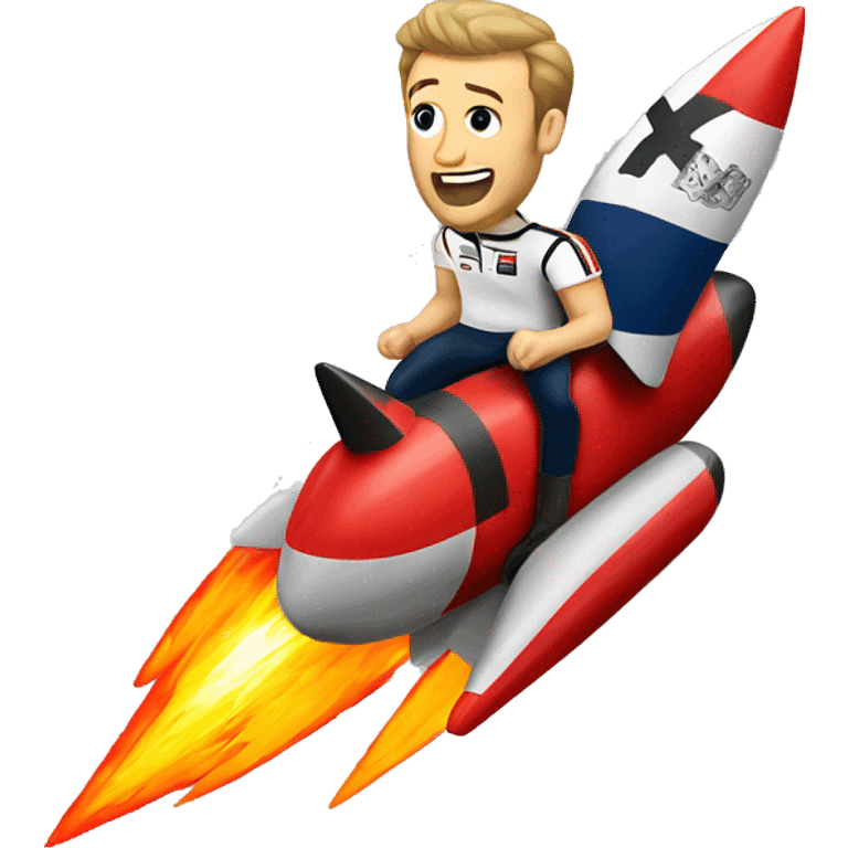 Harry kane riding a rocket covered in German flags emoji